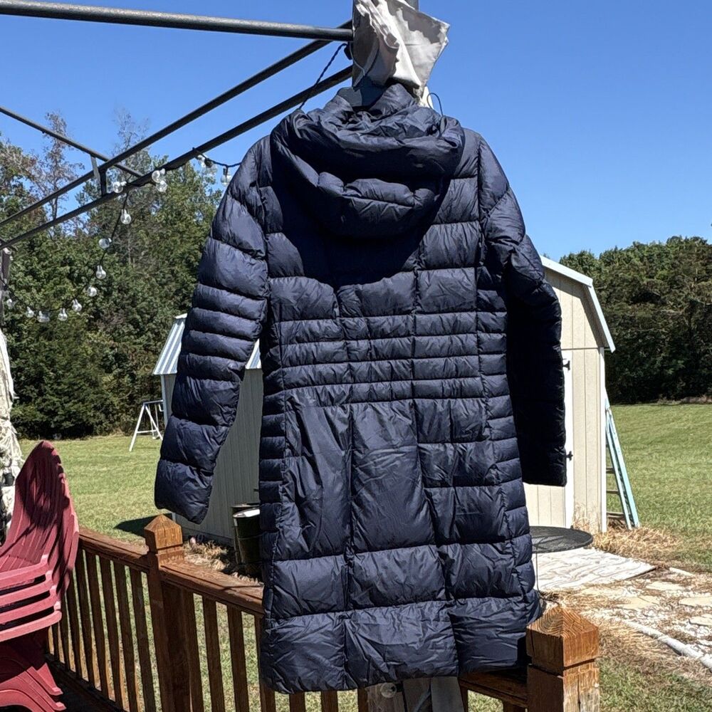 The North Face Women’s Navy Blue Hooded Full Zip Mid-Length Puffer Coat M - Picture 4 of 9